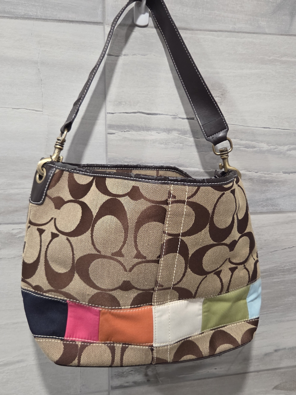 Vintage Coach Soho Signature Patchwork Hobo Bag Brown Multicolor